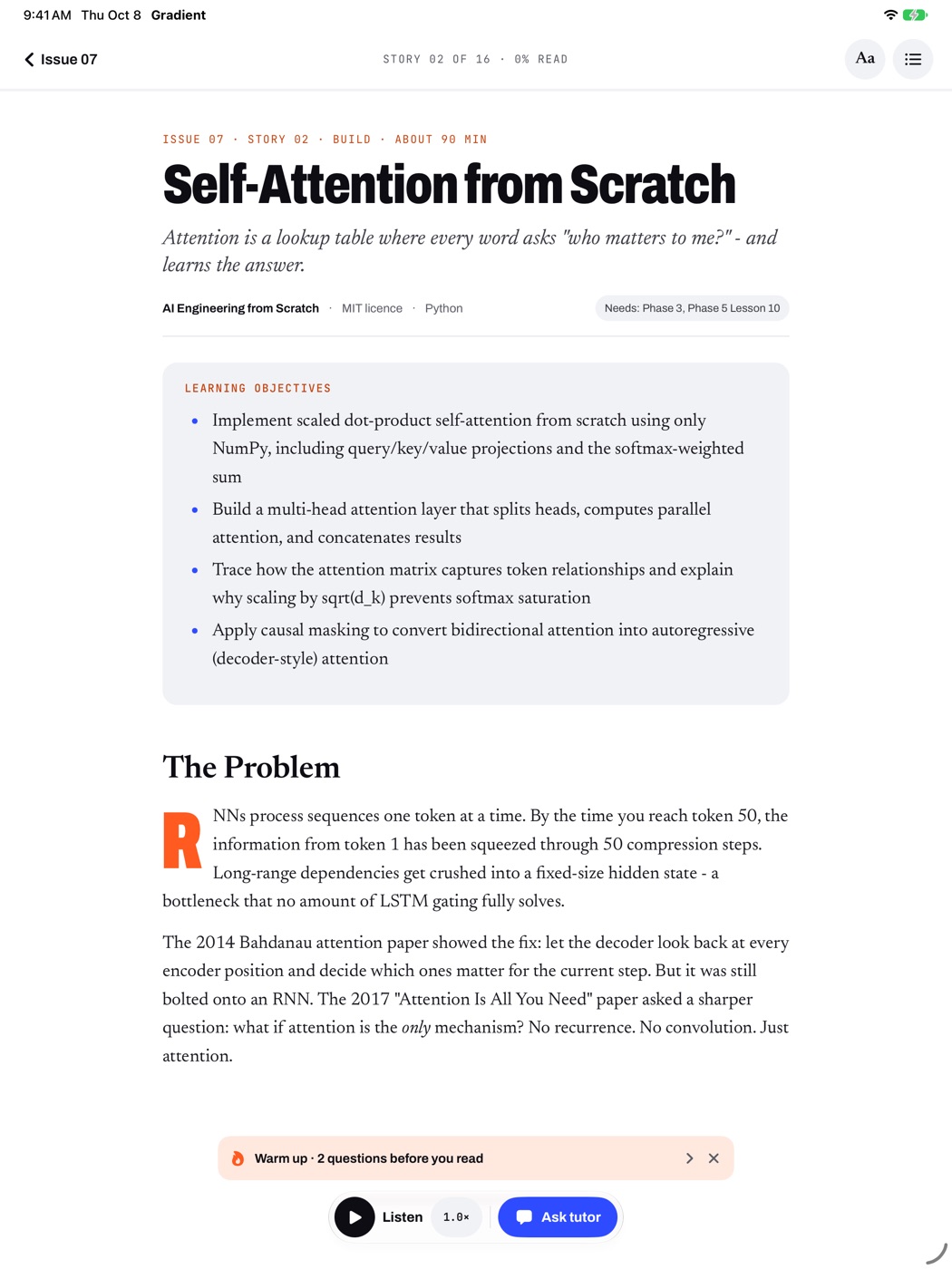 A Gradient story with a figure and code on the page